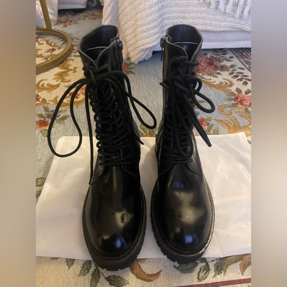 Ann Demeulemeester Black Lace-Up Combat Boots Size 6